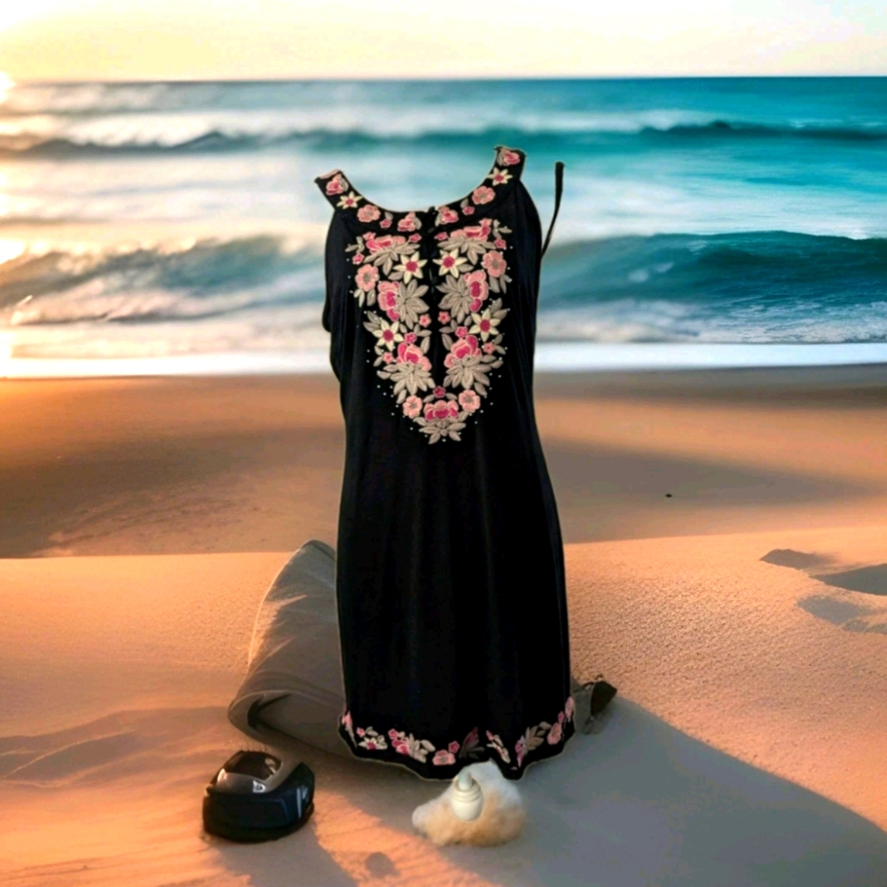 I.N.C. International Concepts Black Embroidered Sleeveless Dress
